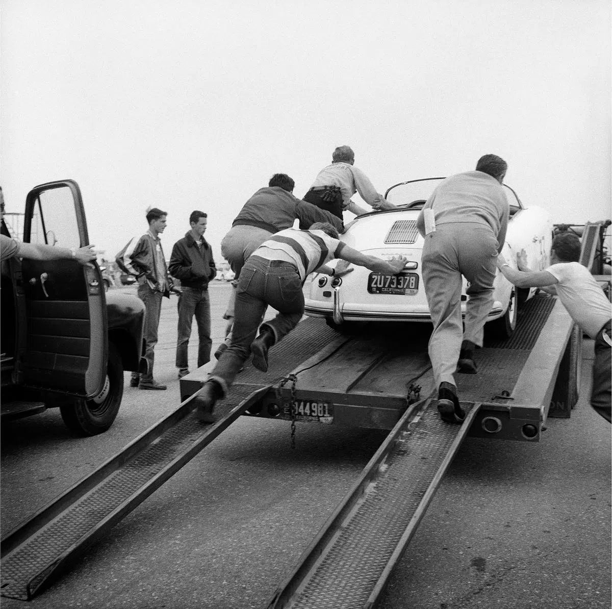 James Dean Pushing Porsche at Car Rally, from The Wild Ones collection-PurePhoto